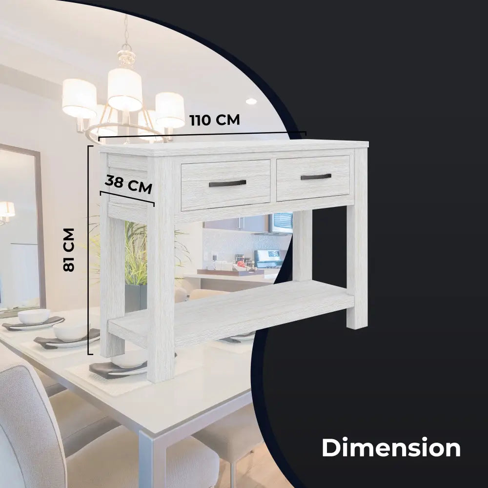 Foxglove Console Hallway Entry Table 110cm Solid Mt Ash Timber Wood - White - Furniture > Outdoor > Outdoor Chairs