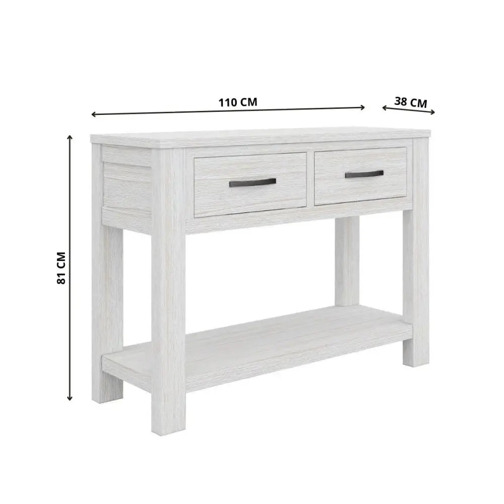 Foxglove Console Hallway Entry Table 110cm Solid Mt Ash Timber Wood - White - Furniture > Outdoor > Outdoor Chairs