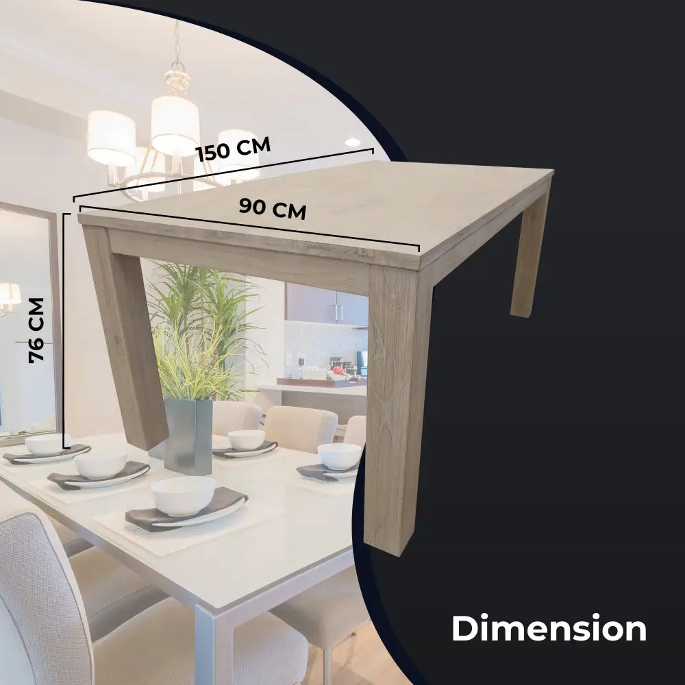 Foxglove Dining Table 150cm Solid Mt Ash Wood Home Dinner Furniture - White - Furniture > Dining
