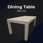 Foxglove Dining Table 190cm Solid Mt Ash Wood Home Dinner Furniture - White - Furniture > Dining