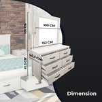 Foxglove Dresser Mirror 6 Chest of Drawers Tallboy Storage - White - Furniture > Bathroom > Bathroom Cabinets Cupboards