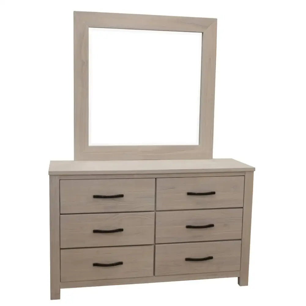 Foxglove Dresser Mirror 6 Chest of Drawers Tallboy Storage - White - Furniture > Bathroom > Bathroom Cabinets Cupboards