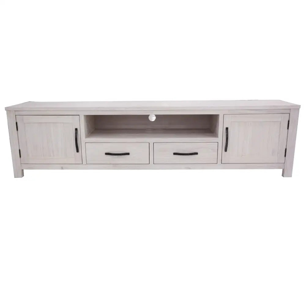 Foxglove ETU Entertainment TV Unit 216cm 2 Drawer 2 Door Mt Ash Wood - White - Furniture > Living Room