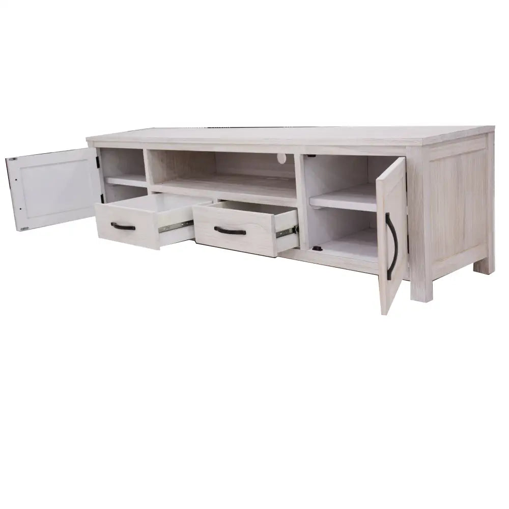 Foxglove ETU Entertainment TV Unit 216cm 2 Drawer 2 Door Mt Ash Wood - White - Furniture > Living Room