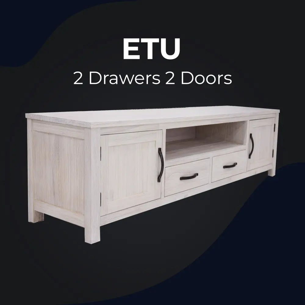 Foxglove ETU Entertainment TV Unit 216cm 2 Drawer 2 Door Mt Ash Wood - White - Furniture > Living Room