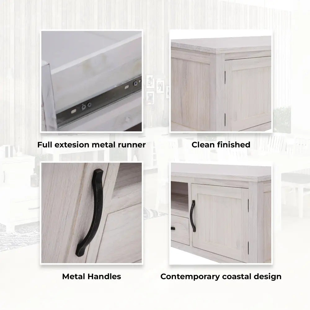 Foxglove ETU Entertainment TV Unit 216cm 2 Drawer 2 Door Mt Ash Wood - White - Furniture > Living Room