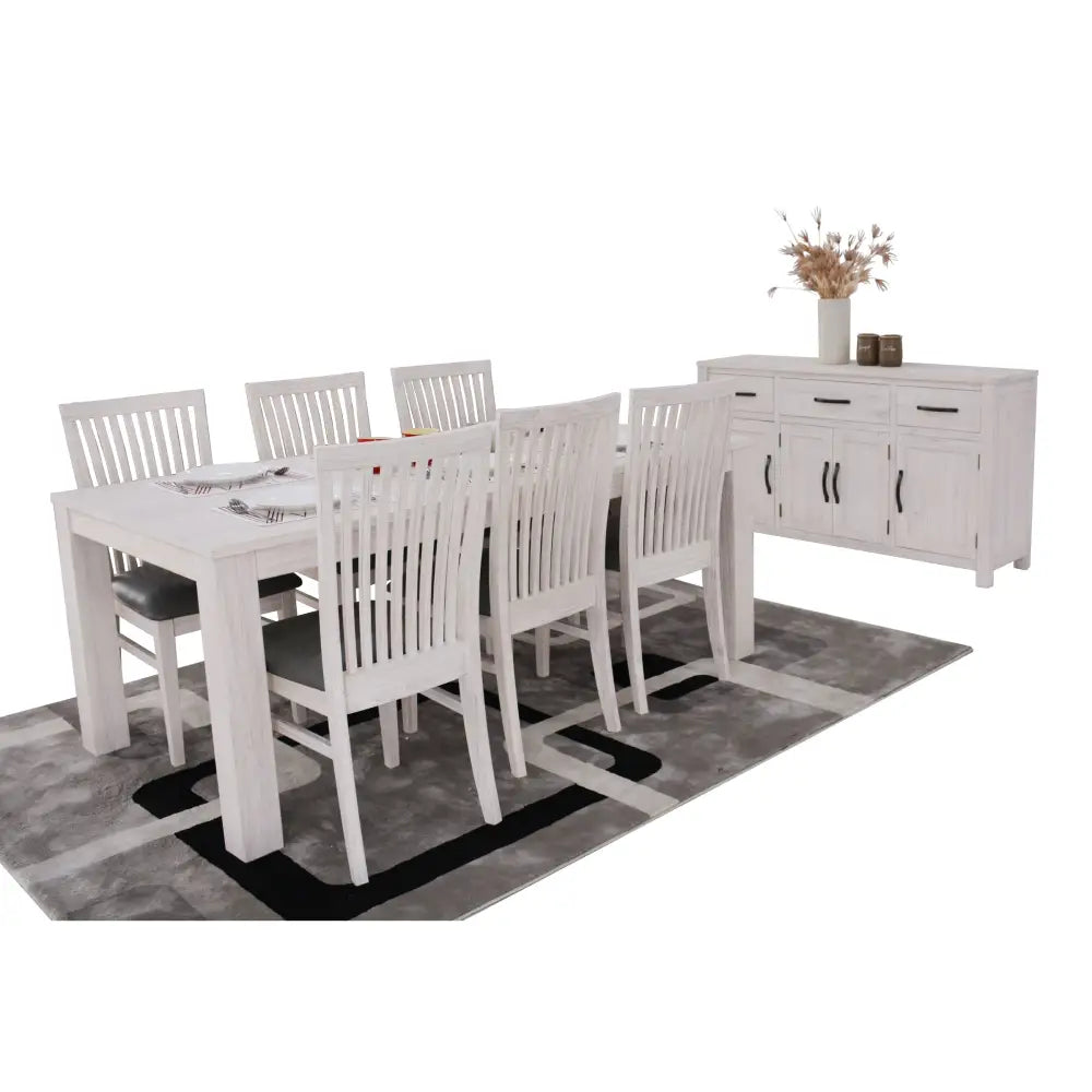 Foxglove PU Seat Dining Chair Set of 2 Solid Ash Wood Dining Furniture - White - Furniture > Dining