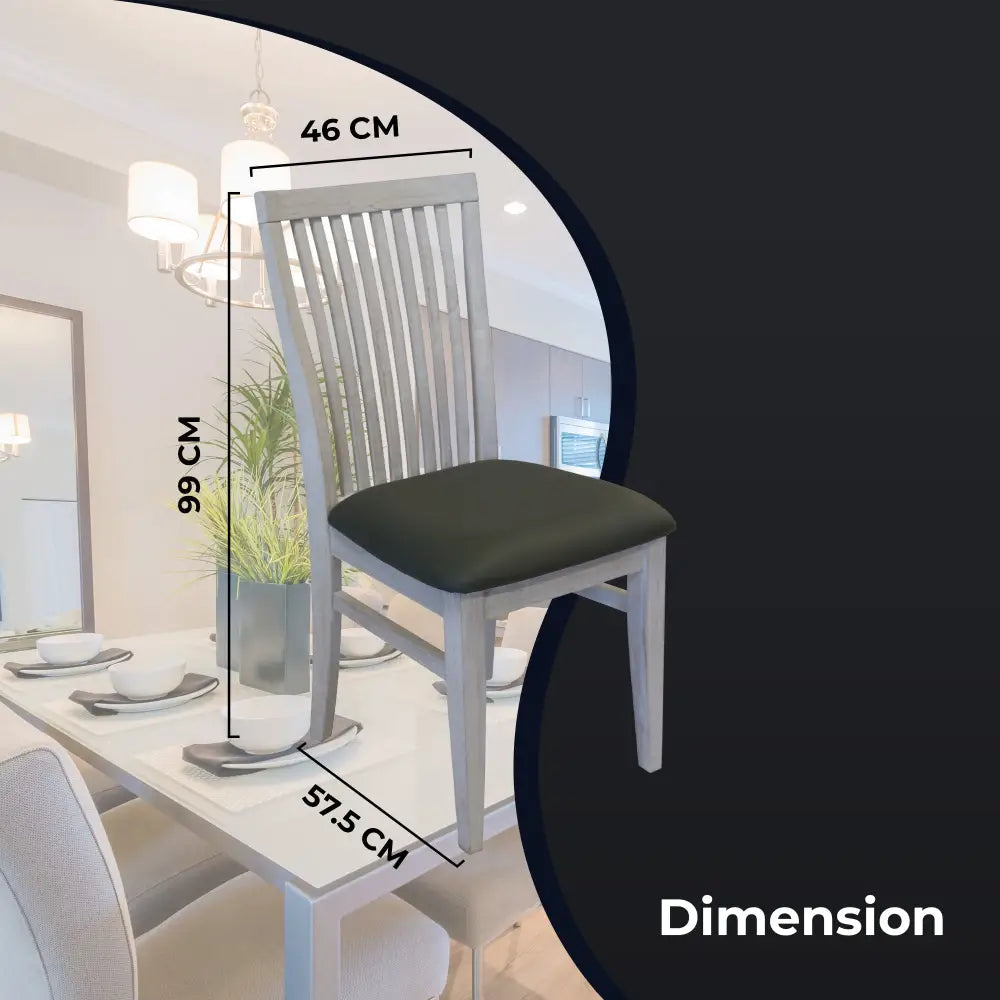 Foxglove PU Seat Dining Chair Set of 2 Solid Ash Wood Dining Furniture - White - Furniture > Dining