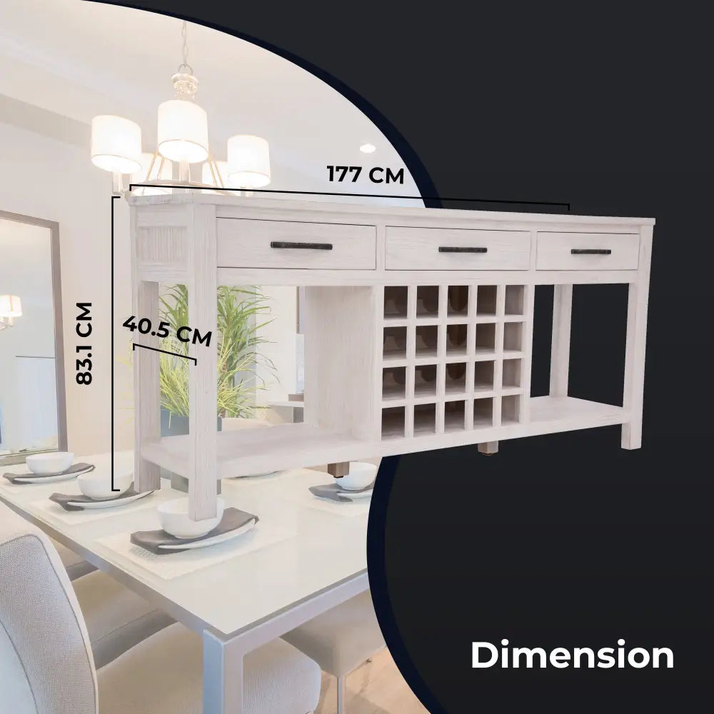 Foxglove Sideboard Buffet Wine Bar Bottle Wooden Storage Rack - White - Furniture > Living Room