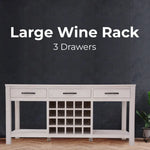 Foxglove Sideboard Buffet Wine Bar Bottle Wooden Storage Rack - White - Furniture > Living Room