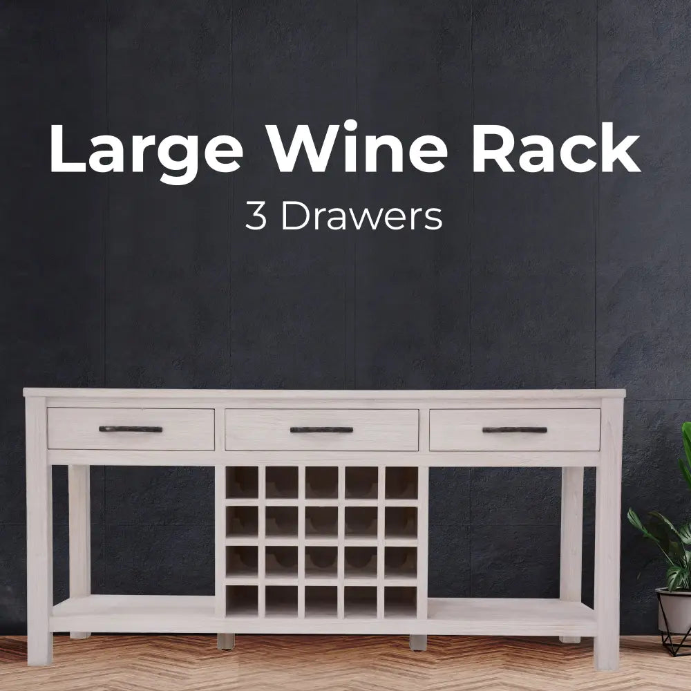 Foxglove Sideboard Buffet Wine Bar Bottle Wooden Storage Rack - White - Furniture > Living Room