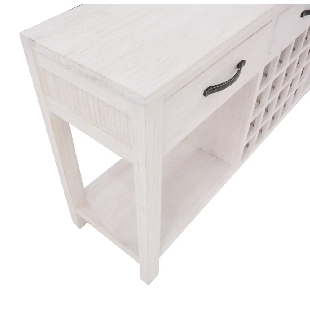 Foxglove Sideboard Buffet Wine Bar Bottle Wooden Storage Rack - White - Furniture > Living Room