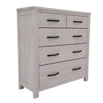 Foxglove Tallboy 5 Chest of Drawers Solid Ash Wood Bed Storage Cabinet - White - Furniture > Bedroom > Dressers
