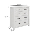 Foxglove Tallboy 5 Chest of Drawers Solid Ash Wood Bed Storage Cabinet - White - Furniture > Bedroom > Dressers