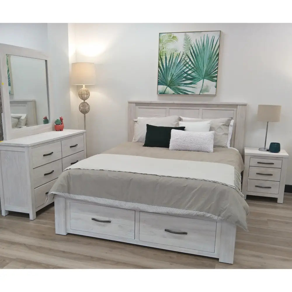 Foxglove Tallboy 5 Chest of Drawers Solid Ash Wood Bed Storage Cabinet - White - Furniture > Bedroom > Dressers