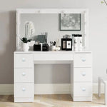 Framed 7 Drawer Hollywood Dresser Vanity with Mirror & Lights and Stool - Home & Garden > Decor > Mirrors
