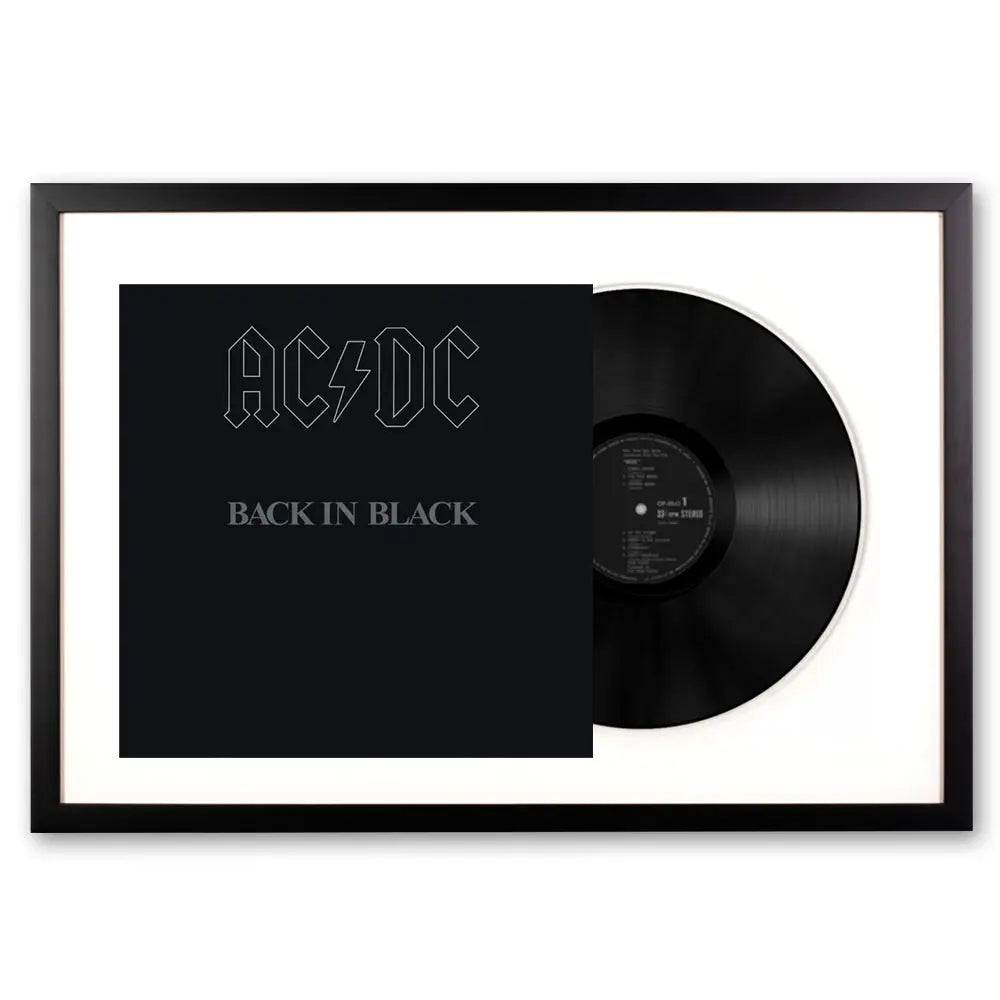 Framed AC/DC Back in Black Vinyl Album Art - Home & Garden > Wall Art