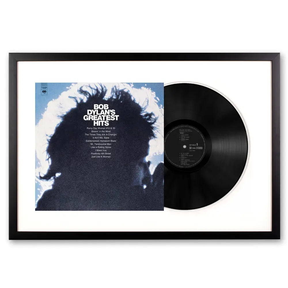 Framed Bob Dylan Greatest Hits Vinyl Album Art - Home & Garden > Wall Art