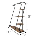 Freestanding Closet with 3 Shelves Organizer Storage Clothes Hanger Rail Garment Shelf Shoe Rack - Furniture > Living