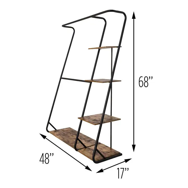 Freestanding Closet with 3 Shelves Organizer Storage Clothes Hanger Rail Garment Shelf Shoe Rack - Furniture > Living