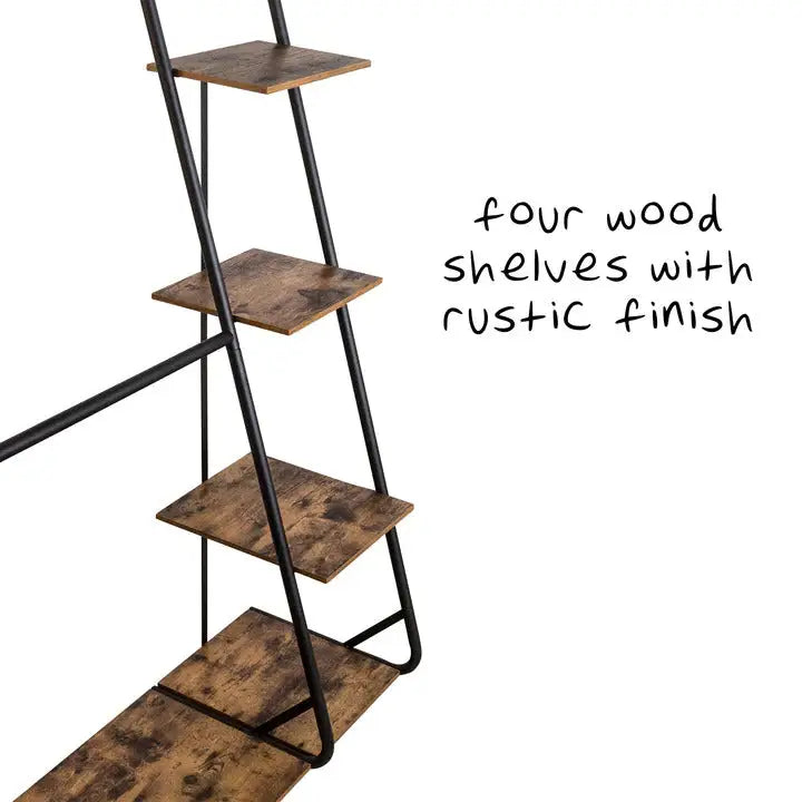 Freestanding Closet with 3 Shelves Organizer Storage Clothes Hanger Rail Garment Shelf Shoe Rack - Furniture > Living