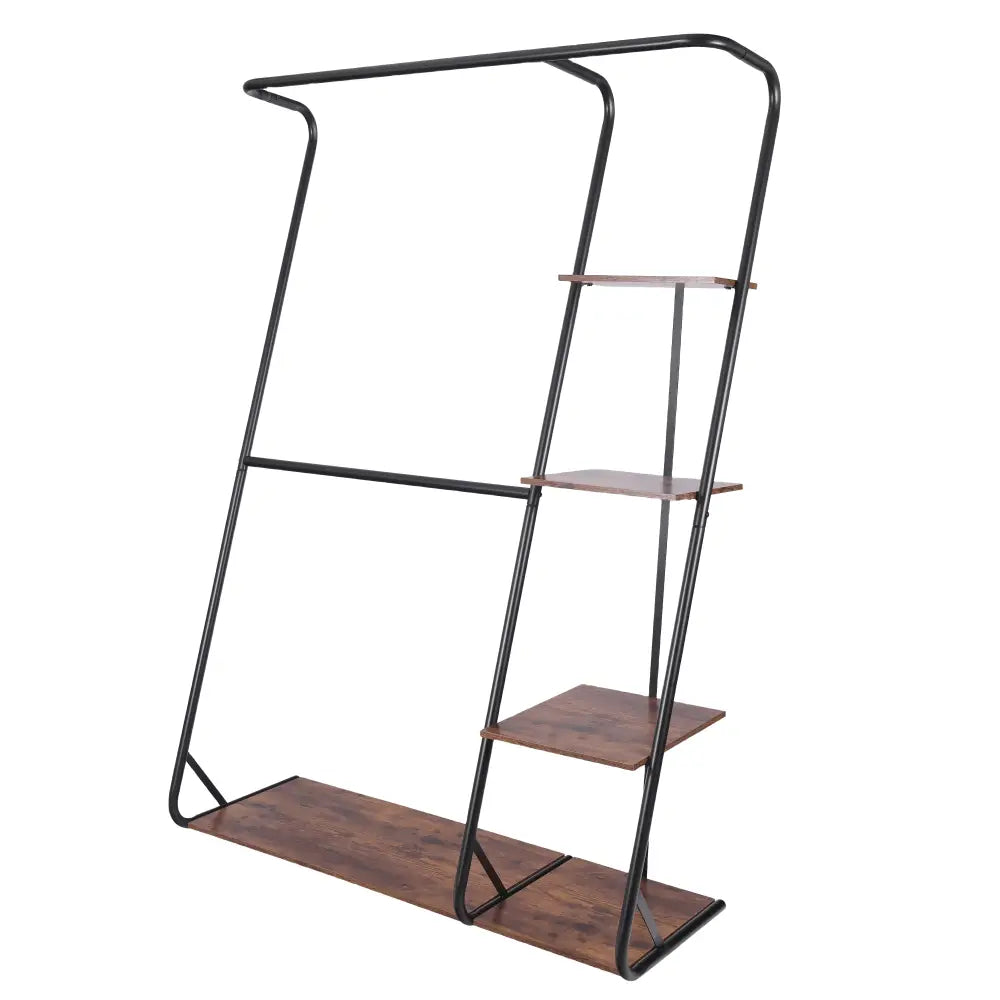 Freestanding Closet with 3 Shelves Organizer Storage Clothes Hanger Rail Garment Shelf Shoe Rack - Furniture > Living