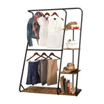 Freestanding Closet with 3 Shelves Organizer Storage Clothes Hanger Rail Garment Shelf Shoe Rack - Furniture > Living