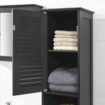 Freestanding Tall Bathroom Cabinet 170 x 32 x 30 cm (Black) - Furniture > Bedroom > Beds & Bed Frames
