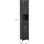Freestanding Tall Bathroom Cabinet 170 x 32 x 30 cm (Black) - Furniture > Bedroom > Beds & Bed Frames
