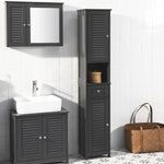 Freestanding Tall Bathroom Cabinet 170 x 32 x 30 cm (Black) - Furniture > Bedroom > Beds & Bed Frames