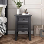 French Bedside Table Nightstand Grey Set of 2 - Furniture > Bedroom