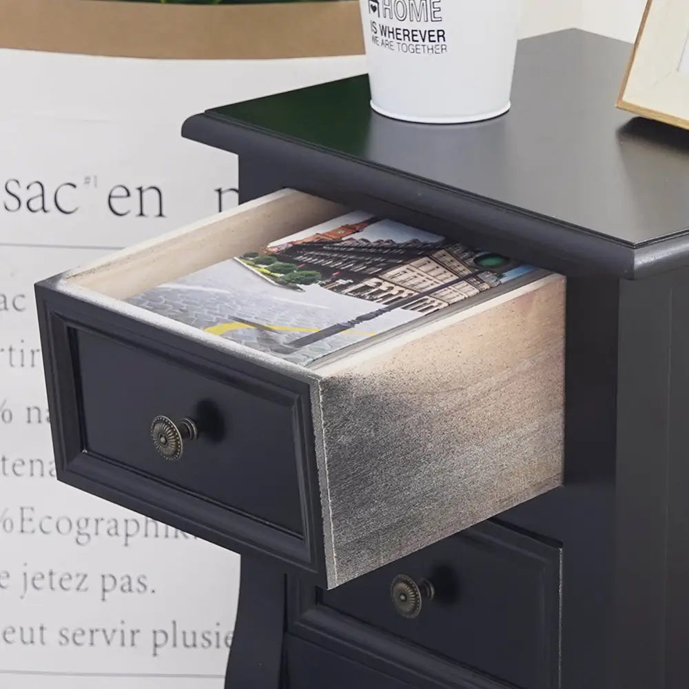 French Bedside Table Nightstand Grey Set of 2 - Furniture > Bedroom