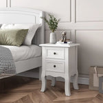French Bedside Table Nightstand White Set of 2 - Furniture > Bedroom