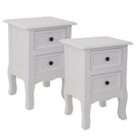 French Bedside Table Nightstand White Set of 2 - Furniture > Bedroom