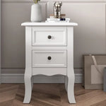 French Bedside Table Nightstand White Set of 2 - Furniture > Bedroom