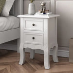 French Bedside Table Nightstand White Set of 2 - Furniture > Bedroom