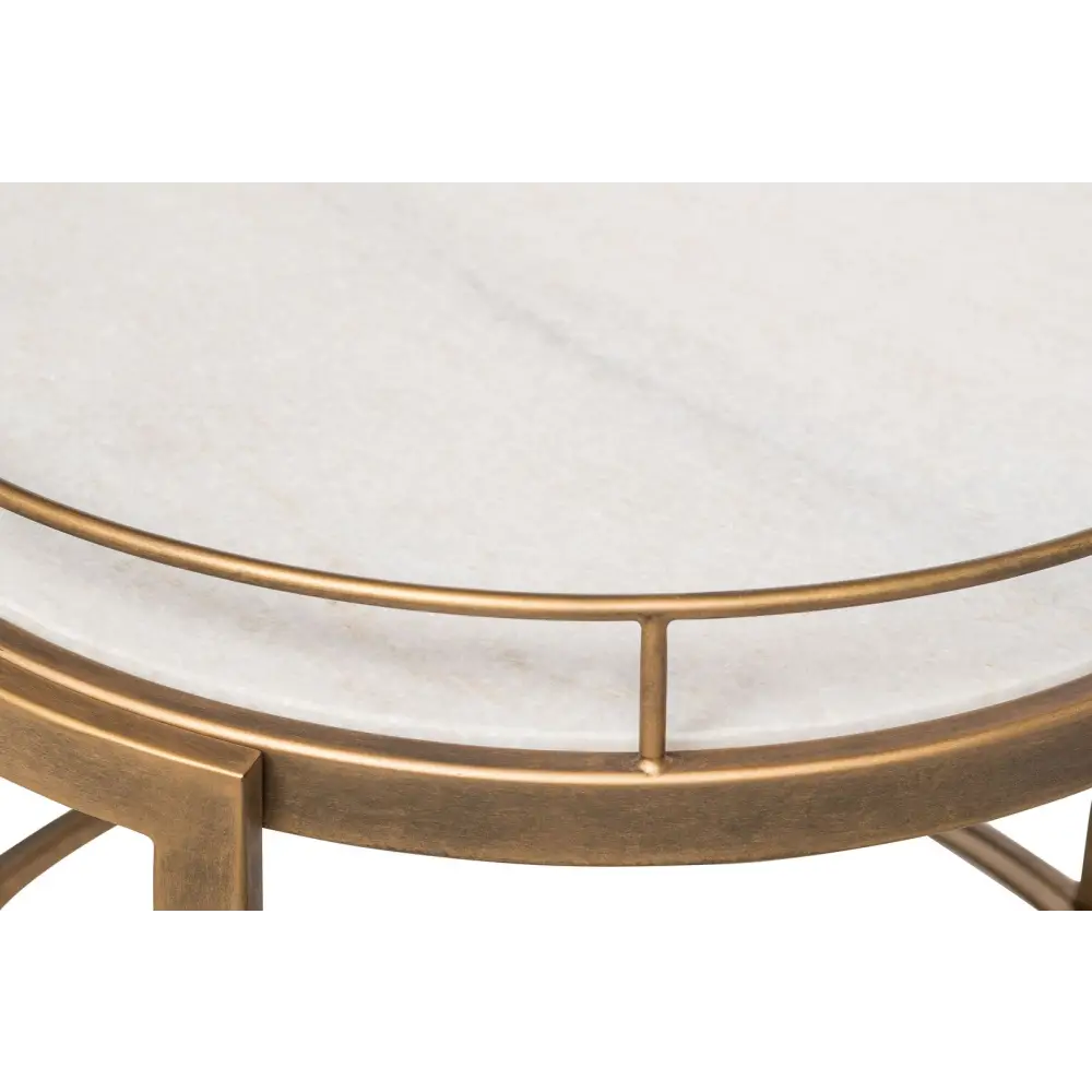 French Brass Round 3-tier White Marble Serving Drinks Trolley Bar Cart - Furniture > Living Room
