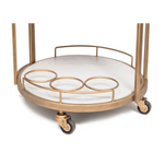 French Brass Round 3-tier White Marble Serving Drinks Trolley Bar Cart - Furniture > Living Room