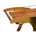French Brass Wooden Serving Drinks Trolley Bar Cart - Furniture > Living Room