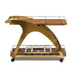 French Brass Wooden Serving Drinks Trolley Bar Cart - Furniture > Living Room