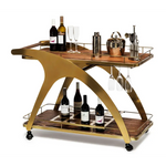 French Brass Wooden Serving Drinks Trolley Bar Cart - Furniture > Living Room