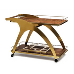 French Brass Wooden Serving Drinks Trolley Bar Cart - Furniture > Living Room