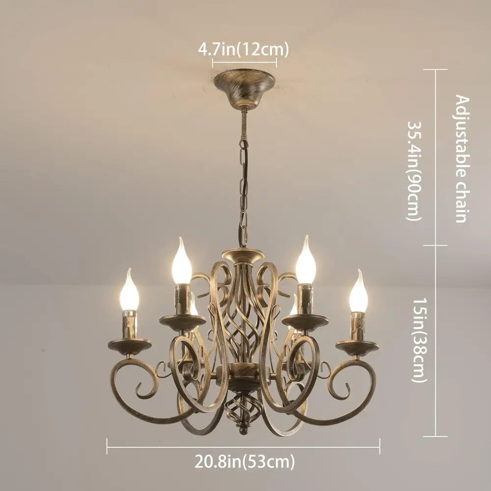 French Country Chandelier 6 Lights Rustic - Home & Garden > Lighting
