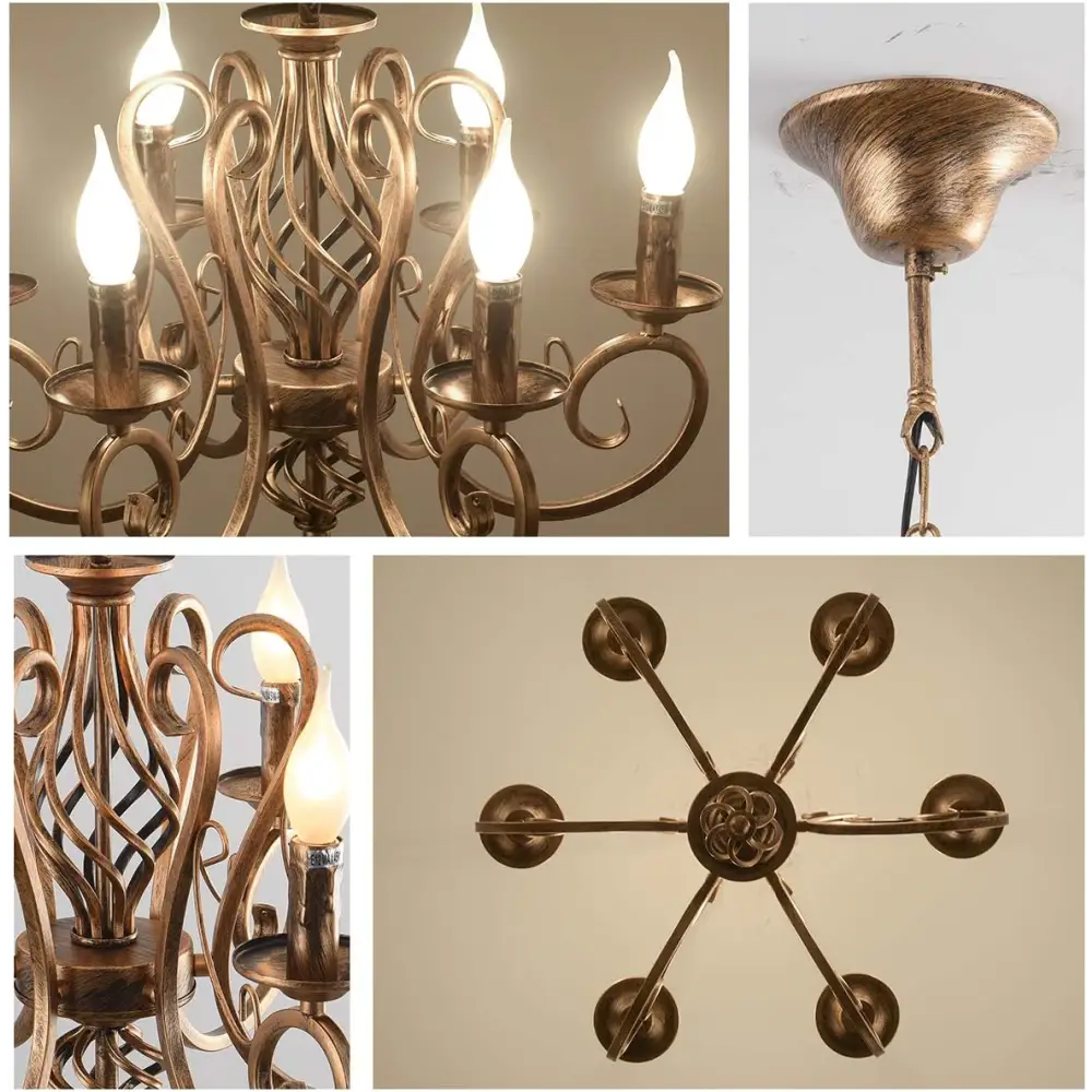 French Country Chandelier 6 Lights Rustic - Home & Garden > Lighting