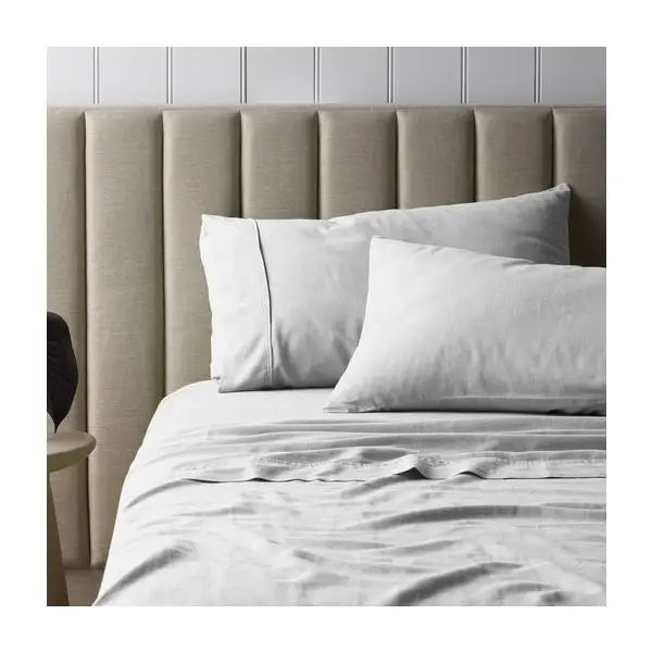 French Linen Cotton White Sheet Set by Vintage Design Homeware Single - Home & Garden > Bedding > Bed Sheets