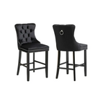 French Provincial Black Bar Stools with Footrest - Set of 2 - Furniture > Bar Stools & Chairs > Table & Bar Stools