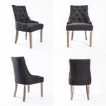 French Provincial Dining Chair Oak Leg AMOUR BLACK - Furniture > Bar Stools & Chairs