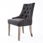 French Provincial Dining Chair Oak Leg AMOUR BLACK - Furniture > Bar Stools & Chairs