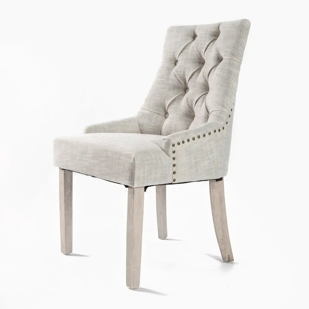 French Provincial Dining Chair Oak Leg AMOUR CREAM - Furniture > Bar Stools & Chairs