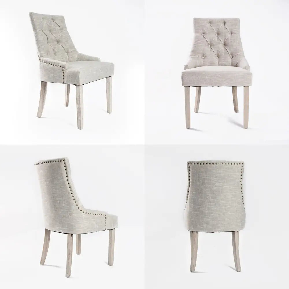 French Provincial Dining Chair Oak Leg AMOUR CREAM - Furniture > Bar Stools & Chairs